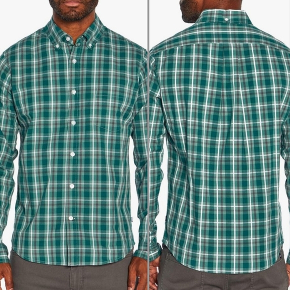 Gap Long Sleeve Cotton Poplin Woven Button Down Size XL Green Plaid - Picture 1 of 8